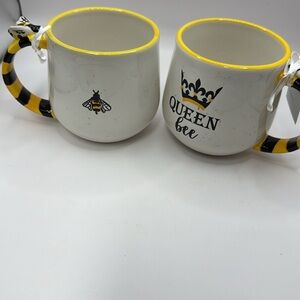 2 Brand New Queen Bee Mugs - Yellow and Black.